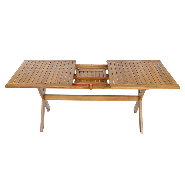 English Elm 60"-76" Acacia Wood Outdoor Extendable Dining Table Teak Finish Seats 4 to 6 N762P455523D