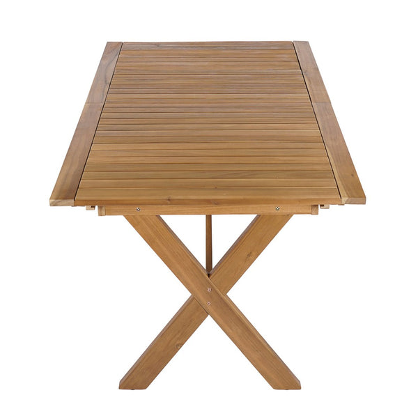 English Elm 60"-76" Acacia Wood Outdoor Extendable Dining Table Teak Finish Seats 4 to 6 N762P455523D