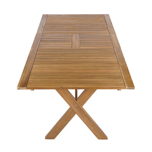 English Elm 60"-76" Acacia Wood Outdoor Extendable Dining Table Teak Finish Seats 4 to 6 N762P455523D