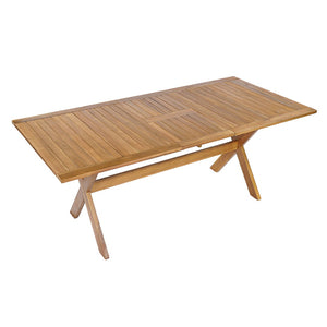 English Elm 60"-76" Acacia Wood Outdoor Extendable Dining Table Teak Finish Seats 4 to 6 N762P455523D