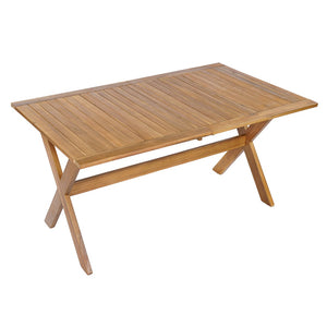 English Elm 60"-76" Acacia Wood Outdoor Extendable Dining Table Teak Finish Seats 4 to 6 N762P455523D