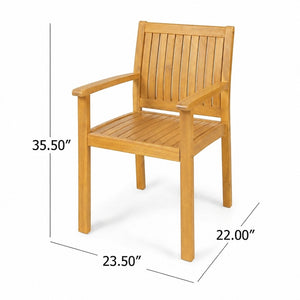 English Elm 7 Piece Solid Acacia Outdoor Dining Set Extendable Teak Table Six Slatted Chairs N762P455523D_61717.00TEA6