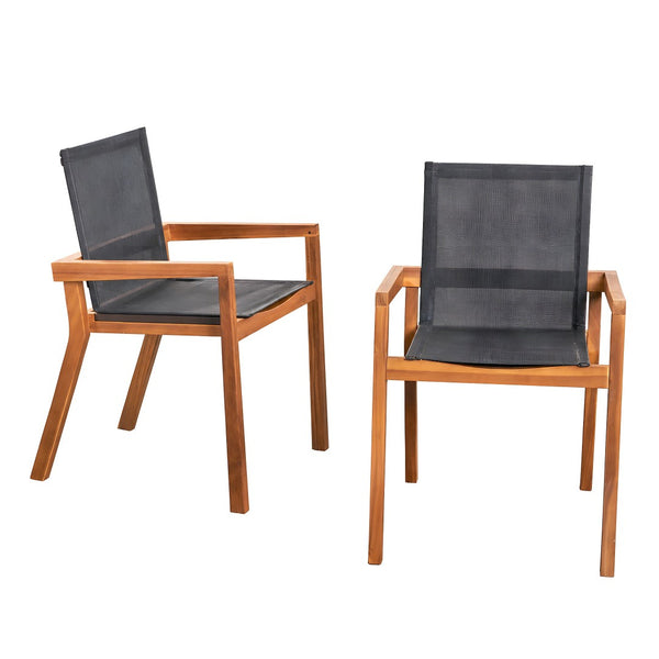 English Elm 7 Piece Acacia Wood Outdoor Dining Set Extendable Teak Finish Mesh Chairs Patio N762P455523D_63256.006