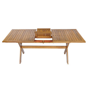 English Elm 7 Piece Acacia Wood Outdoor Dining Set Extendable Teak Finish Mesh Chairs Patio N762P455523D_63256.006