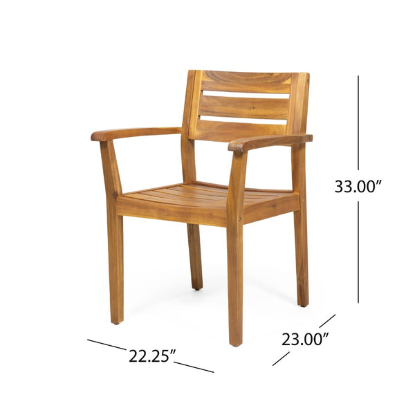 English Elm 7 Piece Solid Acacia Wood Outdoor Dining Set Extendable Teak Finish Slatted N762P455523D_N762P251941A6