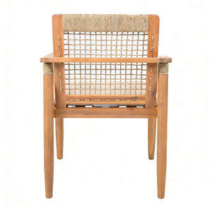 English Elm 7 Piece Acacia Wood Outdoor Dining Set Extendable Table Rope Back Chairs Teak N762P455523D_N762P386379D6