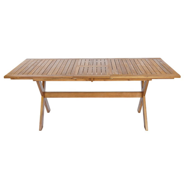 English Elm 7 Piece Solid Acacia Outdoor Dining Set Extendable Teak Table with Six Cushioned Chairs N762P455523D_N762P455540D6