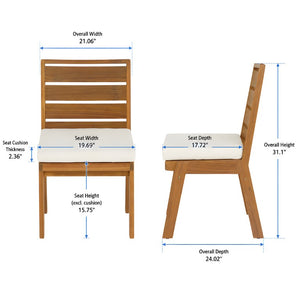 English Elm 7 Piece Solid Acacia Outdoor Dining Set Extendable Teak Table with Six Cushioned Chairs N762P455523D_N762P455540D6