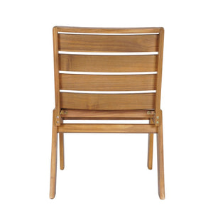 English Elm Outdoor Acacia Wood Dining Chairs Slatted Backrest Teak Finish Resort Style Patio Set Dining Chair Set of 2 Teak + Beige N762P455540D