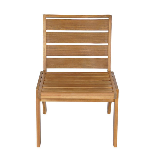 English Elm Outdoor Acacia Wood Dining Chairs Slatted Backrest Teak Finish Resort Style Patio Set Dining Chair Set of 2 Teak + Beige N762P455540D