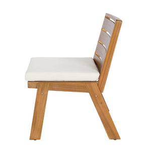 English Elm Outdoor Acacia Wood Dining Chairs Slatted Backrest Teak Finish Resort Style Patio Set Dining Chair Set of 2 Teak + Beige N762P455540D