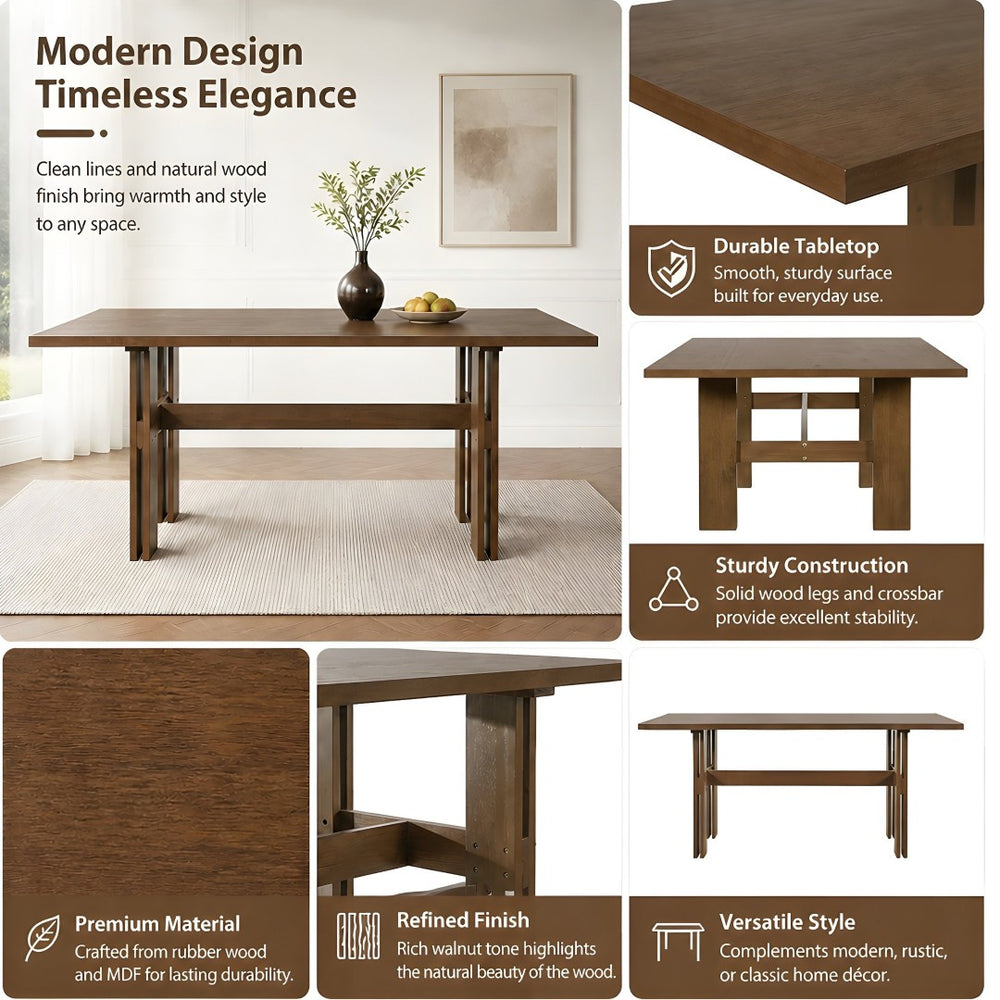 English Elm Modern Walnut Rectangular Dining Table Seats Six with Pedestal Base Mid Century Style N762P467081D