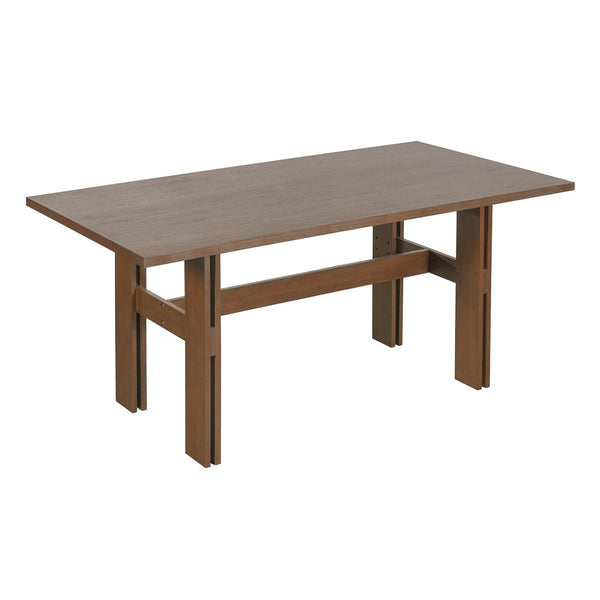 English Elm 7 Piece Oval Rubberwood Dining Set Walnut Finish with Upholstered Beige Chairs Seats 6 N762P467081D_N762P329075A6
