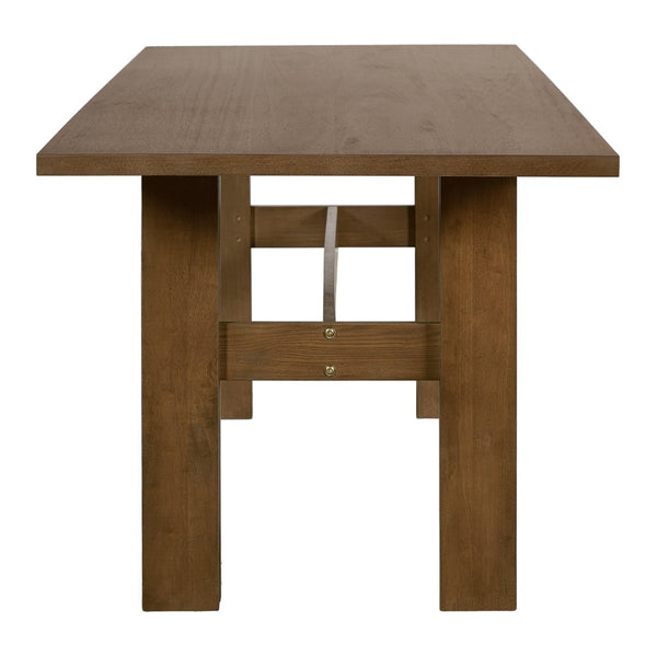 English Elm 7 Piece Oval Rubberwood Dining Set Walnut Finish with Upholstered Beige Chairs Seats 6 N762P467081D_N762P329075A6