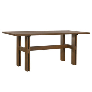 English Elm 7 Piece Solid Rubberwood Farmhouse Dining Set Seats Six with Cushioned Walnut Chairs N762P467081D_N762P388943W6