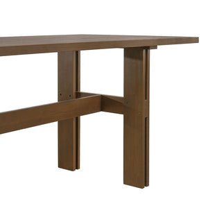 English Elm 7 Piece Solid Rubberwood Farmhouse Dining Set Seats Six with Cushioned Walnut Chairs N762P467081D_N762P388943W6