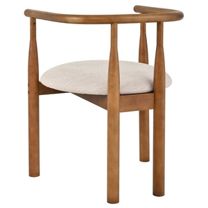 English Elm 7 Piece Solid Rubberwood Farmhouse Dining Set Seats Six with Cushioned Walnut Chairs N762P467081D_N762P388943W6
