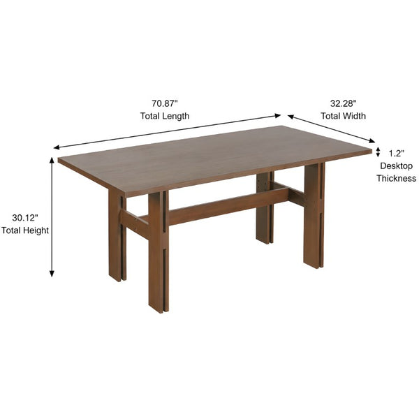 English Elm 7‑Piece Mid-Century Rubberwood Dining Set with Six Cushioned Arm Chairs and Walnut Finish N762P467081D_N762P412255D3