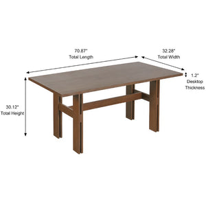 English Elm 7 Piece Solid Rubberwood Dining Set Seats Six with Upholstered Armchairs Walnut Finish N762P467081D_N762P446221D6