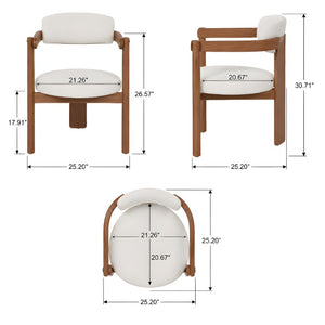 English Elm 7 Piece Solid Rubberwood Dining Set Seats Six with Upholstered Armchairs Walnut Finish N762P467081D_N762P446221D6