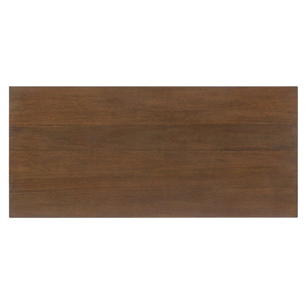 English Elm 7‑Piece Rubberwood Dining Set Seats Six with Boucle and Linen Upholstered Chairs N762P467081D_N762P472764D3