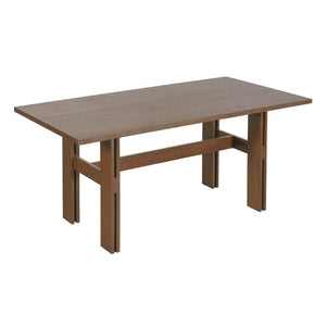 English Elm 7‑Piece Rubberwood Dining Set Seats Six with Boucle and Linen Upholstered Chairs N762P467081D_N762P472764D3