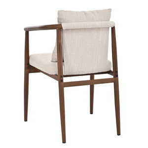 English Elm 7‑Piece Walnut Rubberwood Dining Set with Six Iron Frame Upholstered Armchairs for Family Kitchen N762P467081D_N762P492515A3