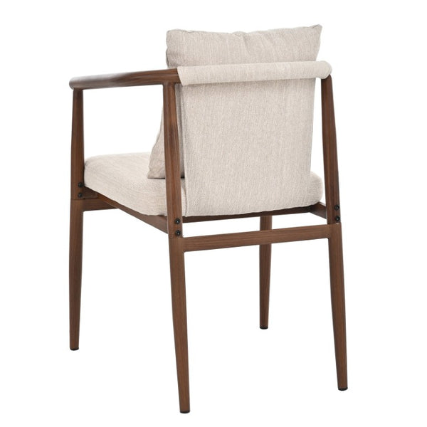 English Elm 7‑Piece Walnut Rubberwood Dining Set with Six Iron Frame Upholstered Armchairs for Family Kitchen N762P467081D_N762P492515A3