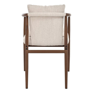 English Elm 7‑Piece Walnut Rubberwood Dining Set with Six Iron Frame Upholstered Armchairs for Family Kitchen N762P467081D_N762P492515A3