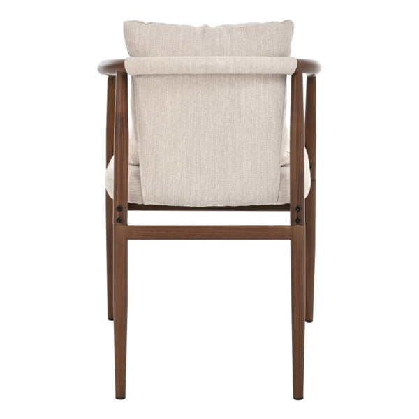 English Elm 7‑Piece Walnut Rubberwood Dining Set with Six Iron Frame Upholstered Armchairs for Family Kitchen N762P467081D_N762P492515A3