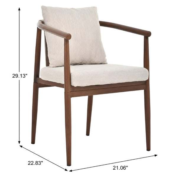 English Elm 7‑Piece Walnut Rubberwood Dining Set with Six Iron Frame Upholstered Armchairs for Family Kitchen N762P467081D_N762P492515A3