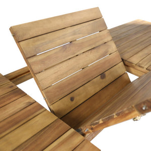 English Elm Extendable Acacia Wood Outdoor Dining Table Teak Finish Slatted Patio Entertainer N762P467423D