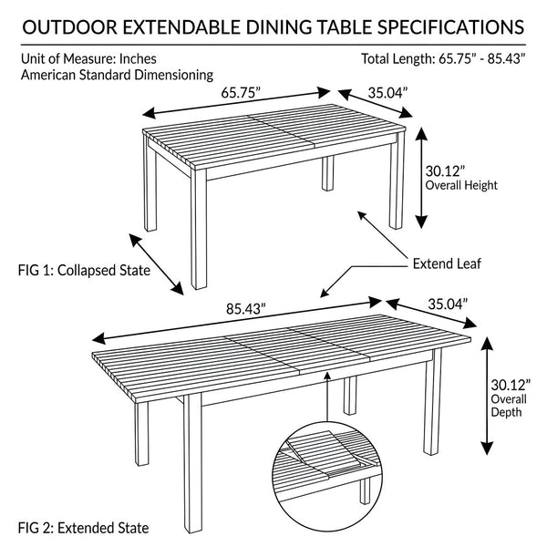 English Elm Extendable Acacia Wood Outdoor Dining Table Teak Finish Slatted Patio Entertainer N762P467423D