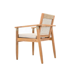 English Elm 7 Piece Acacia Outdoor Dining Set Handwoven Rope Back Chairs Extendable Teak Table N762P467423D_N762P386379D6
