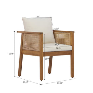 English Elm 7 Piece Solid Acacia Outdoor Dining Set with Extendable Table and Wicker Chairs Teak N762P467423D_N762P403831T6