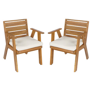English Elm 7 Piece Solid Acacia Expandable Outdoor Dining Set with Teak Finish and Cushioned Chairs N762P467423D_N762P455581D6
