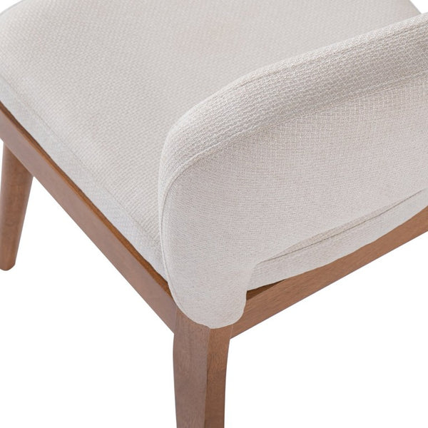 English Elm Mid Century Modern Dining Chair Set Rubberwood Walnut Arched Hollow Back Beige Seat N762P472721D