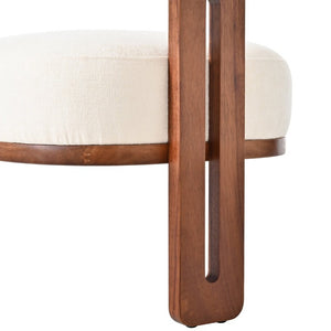 English Elm 2Pcs Sculptural Bouclé Accent Chairs Rubberwood Frame Abstract Art Back Dining Lounge Set N762P472764D