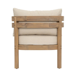 English Elm Light Brown Acacia Outdoor Club Chair Slatted Arms Water Repellent Cushions Patio N762P479820D