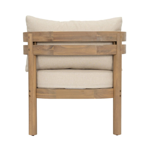 English Elm Light Brown Acacia Outdoor Club Chair Slatted Arms Water Repellent Cushions Patio N762P479820D
