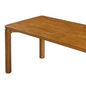 English Elm 70.28 Inch Solid Rubberwood Dining Table Walnut Finish Seats 8 with Rounded Edges N762P488521D