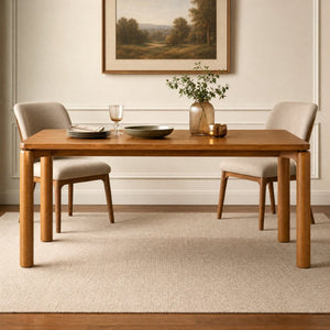 English Elm 70.28 Inch Solid Rubberwood Dining Table Walnut Finish Seats 8 with Rounded Edges N762P488521D