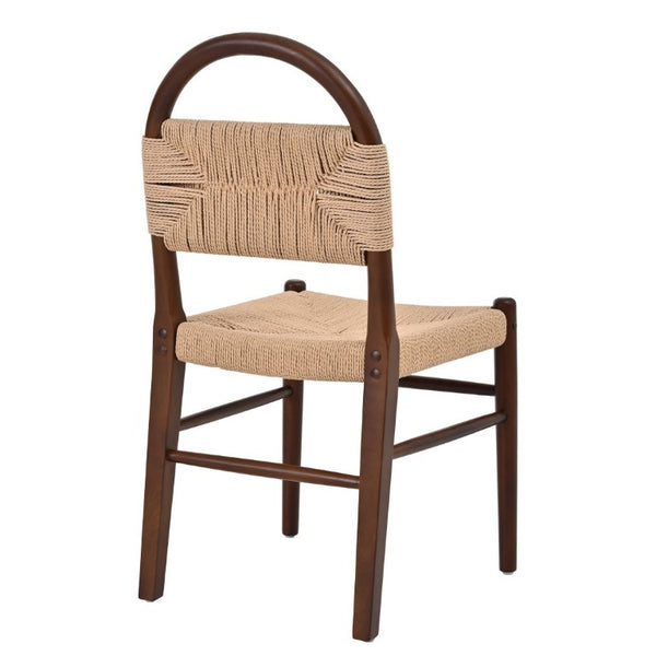English Elm 7‑Piece Walnut Rubber Wood Dining Set with Woven Paper Rope Arched Back Chairs N762P488521D_N762P368575D3