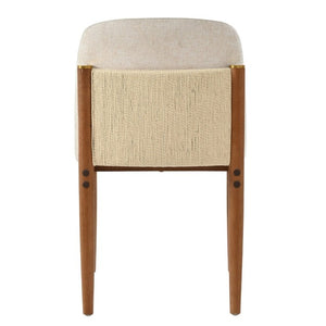 English Elm 7‑Piece Mid-Century Solid Wood Dining Set with Rope Back Chairs and Walnut Finish N762P488521D_N762P379418D3