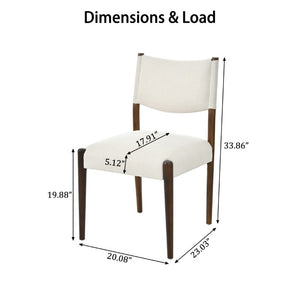 English Elm 7‑Piece Solid Rubberwood Dining Set Seats Six with Walnut Finish and Beige Padded Chairs N762P488521D_N762P411382A3