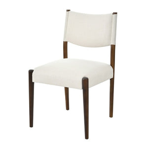 English Elm 7‑Piece Solid Rubberwood Dining Set Seats Six with Walnut Finish and Beige Padded Chairs N762P488521D_N762P411382A3