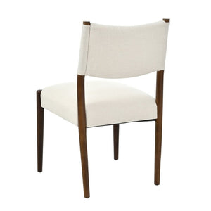 English Elm 7‑Piece Solid Rubberwood Dining Set Seats Six with Walnut Finish and Beige Padded Chairs N762P488521D_N762P411382A3