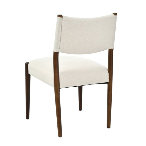 English Elm 7‑Piece Solid Rubberwood Dining Set Seats Six with Walnut Finish and Beige Padded Chairs N762P488521D_N762P411382A3