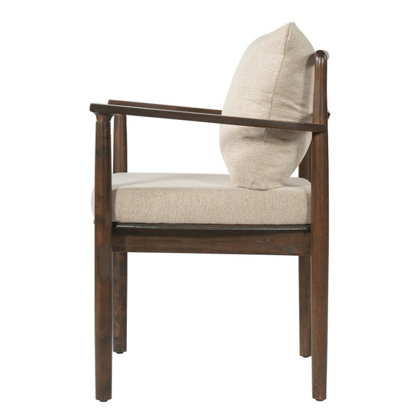 English Elm 7‑Piece Mid-Century Rubberwood Dining Set with Walnut Finish and Padded Armchairs N762P488521D_N762P412259D3