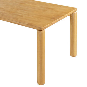 English Elm 70.28 Solid Rubberwood Rectangular Dining Table Seats 8 with Thick Round Legs Natural N762P488521N